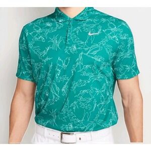 Nike Tiger Woods Dri-FIT ADV Golf Polo Shirt Mens 3XL Green Printed